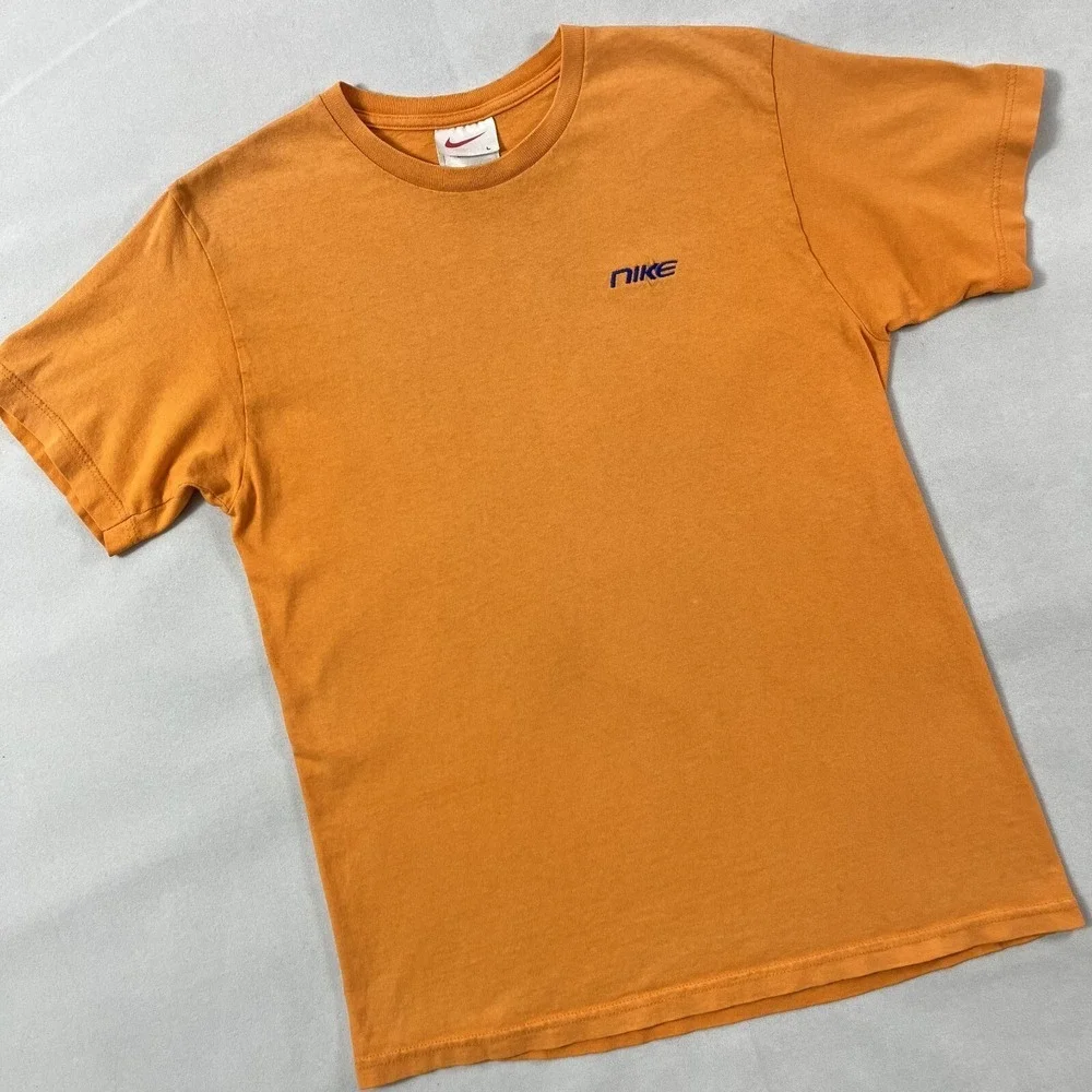 Vintage Nike T Shirt Men Large‎ Orange Embroidered Small Spell Out USA 90s